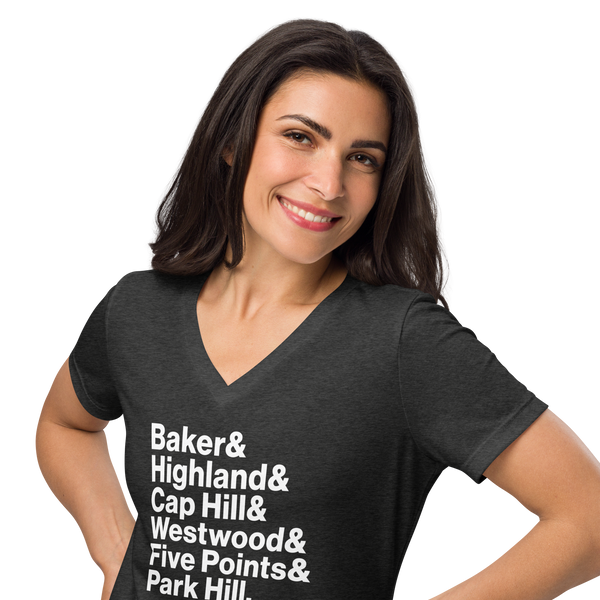 Denver Neighborhoods Women’s relaxed v-neck t-shirt